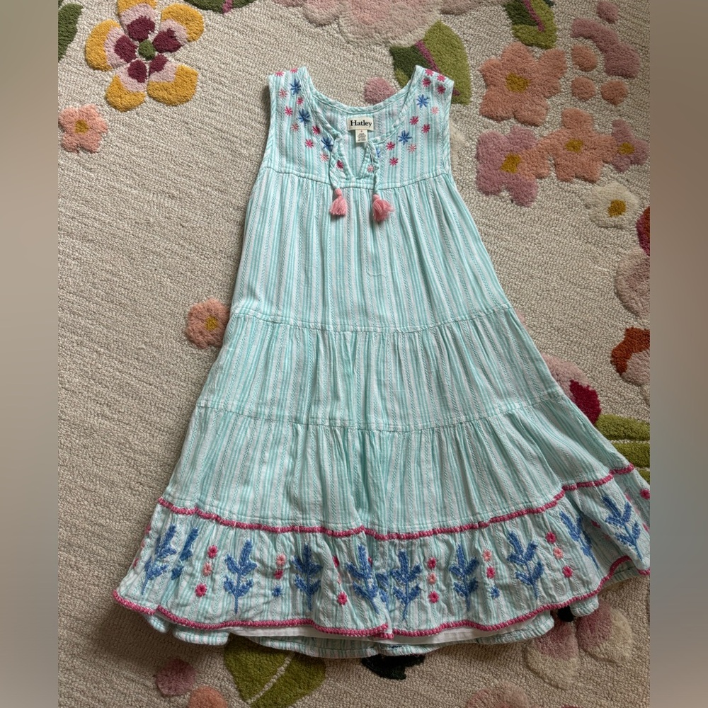 Hatley dress with floral embroidery- size 8